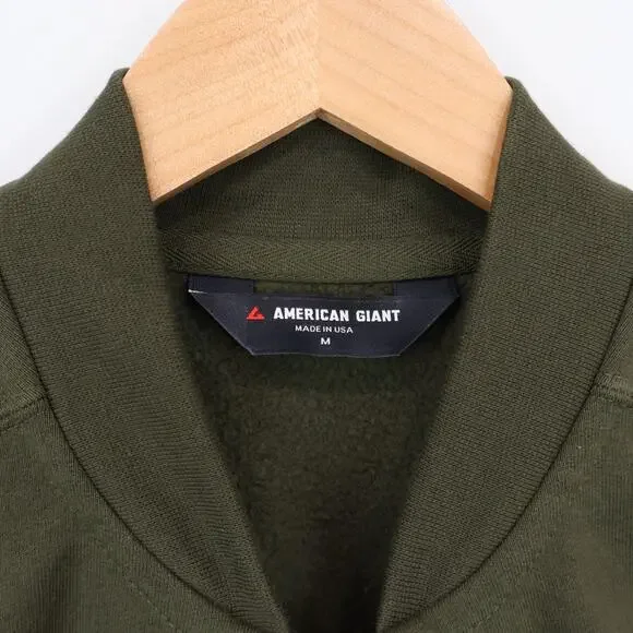 American Giant Men's Fleece Bomber Jacket Deep Olive Size Medium NWOT